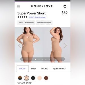 NWT Honeylove superpower short all over sculpt shapewear in Sand - sz Large